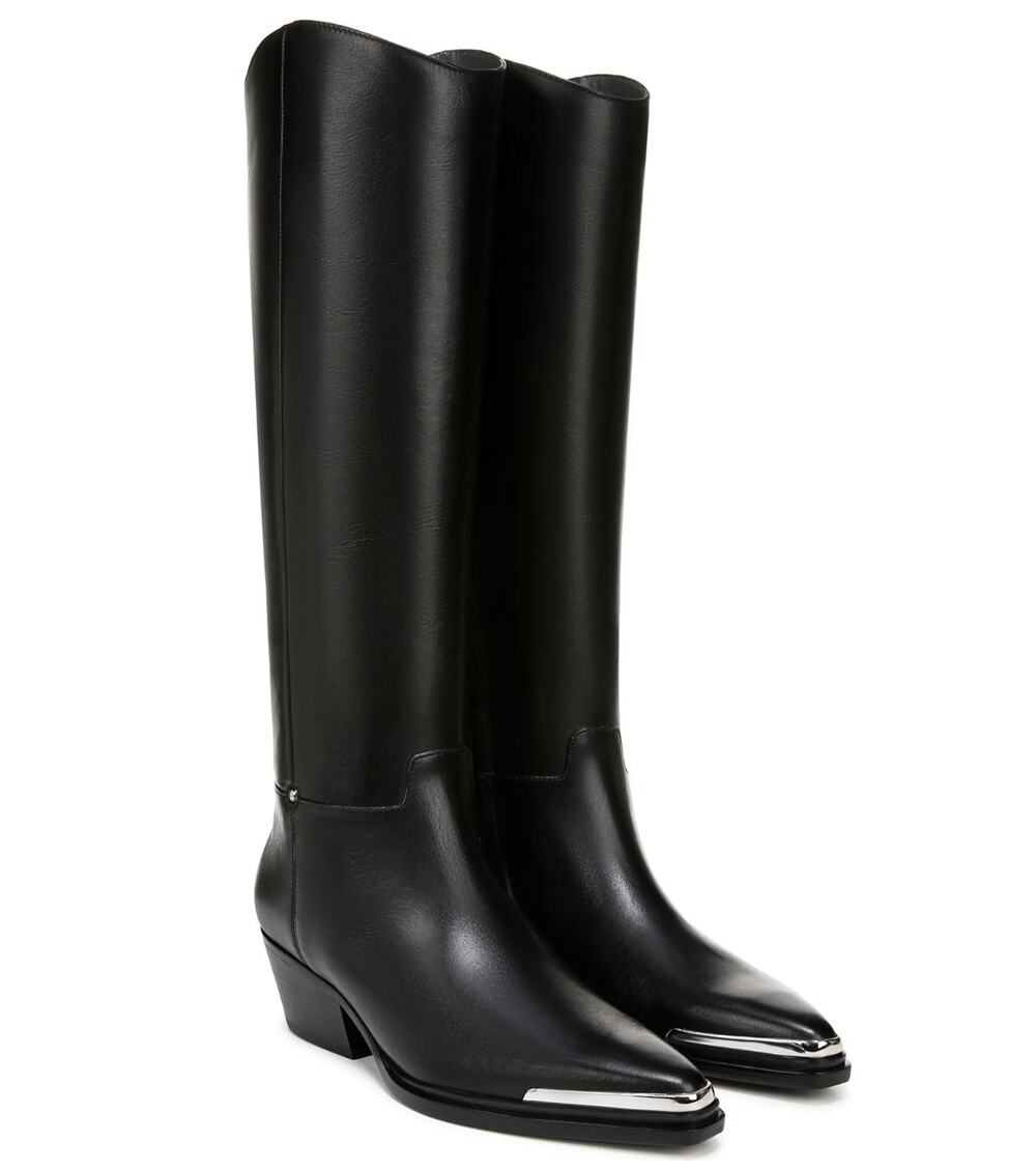 Franco Sarto Women Billie Western Knee High Tall Boot Size 7 M Black Leather New
